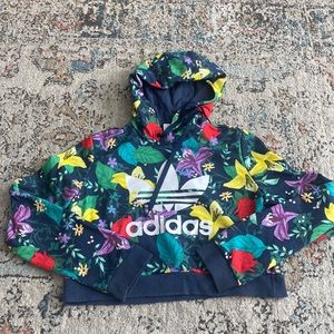 Adidas floral crop hoodie